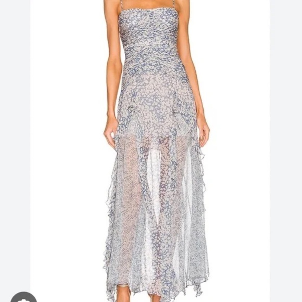 Shona Joy Candace Dress with Blue and White Floral Design